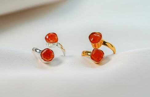 خاتم الأحجار الكريمة القابلة للتعديل Carnelian ، والنحاس الذهب أو الفضة المطلي بالفضة (مطلي بالذهب) in Kuwait