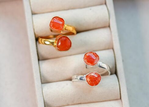 خاتم الأحجار الكريمة القابلة للتعديل Carnelian ، والنحاس الذهب أو الفضة المطلي بالفضة (مطلي بالذهب) in Kuwait