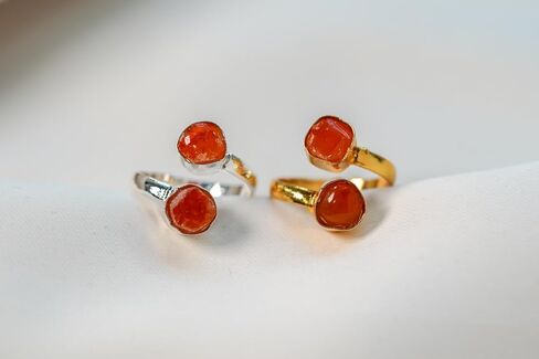 خاتم الأحجار الكريمة القابلة للتعديل Carnelian ، والنحاس الذهب أو الفضة المطلي بالفضة (مطلي بالذهب) in Kuwait