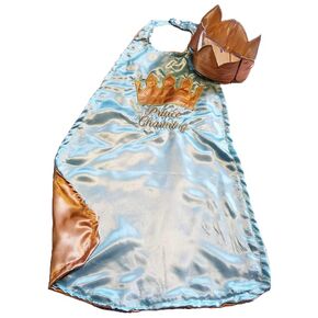 Baby Boy Smash Cake First Birthday Satin Prince King Crown & Cape Royal Aqua Gold