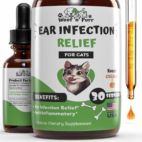 Natural Cat Ear Infection Treatment - Ear Infection Treatment for Cats - for Oral Use - May Help to Reduce Redness, Irritation, Itching & Much More - Cat Immune Support - 1 fl oz - Chicken Flavor