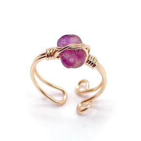 Green Aventurine Gold Wire Wrapped Adjustable Ring, Abundance Stone Good Luck Stress Relief Ring, Stone of Opportunity, Gift for Prosperity