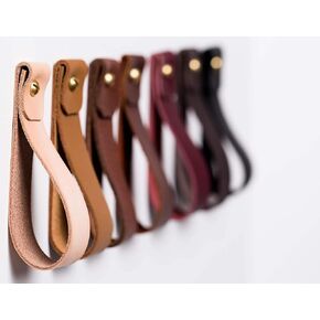 Keyaiira Leather Wall Hook - Rustic Curtain Rod & Oar Holder, Farmhouse Towel Ring, Canoe Paddle Hanger, Leather Strap Bathroom Decor