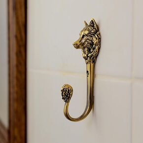 Wolf Hanger Holders Storage Rack. Handmade Vintage. For Kitchen Living Room Bathroom. Rack hangers for hanging Coats Towels Keys Hats Purse Backpacks. Unique design. Brass