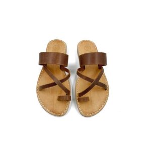 Brown Leather Flat Sandals for Women, Women's Sandals from Genuine Leather, Handmade Sandals, Greek Sandals Brown, Slip on Shoes from 100% Brown Leather (6)