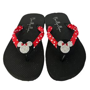 Polka Dot Red Glitter Minnie Mouse Flip Flops