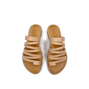 Beige Women's Slip On Sandals, Leather Sandals Flat, Slip On Flat Summer Shoes from Genuine Leather, Handmade Greek Sandals for Women (8)