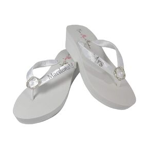 Infinity Gem Mrs Last Name Personalized Wedding Flip Flops