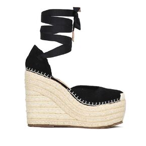 Sábates Cami Espadrilles wedge Women's Sandal loafer with lace-up front closure. (8, Black)