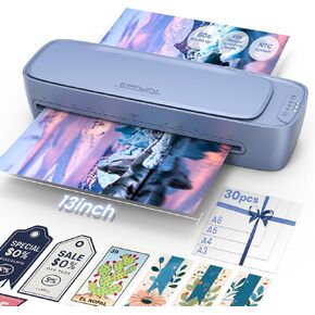 13 Inch Laminator Machine 11x17 with Laminating Sheets Personal Laminator for Teachers, 60S Warm Up Cold Thermal Lamination Machine for Home Office, A3 Laminating Machine Portable Paper Laminate Kit