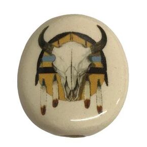 Ceramic Smoke Stone Hand Rolled Unfiltered Cigarette Holder Cow Skull Medicine Shield