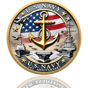 Marine Corps 250th Anniversary Challenge Coin, US.MC Military Commemorative Coins - 1.57 Inch Marine Corps Navy Challenge Coin in Durable Metal - Veteran Gift & Military Collectible
