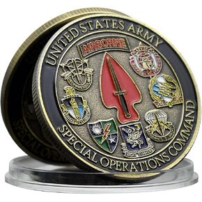 U.S. Army Special Operations Command Challenge Coin - Military SOCOM Coin with Airborne & Wings Design