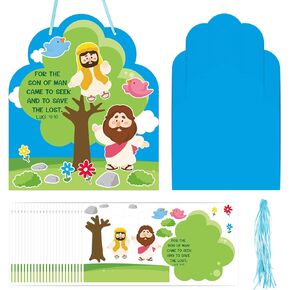 Motipuns 24 Sets Zacchaeus Craft Kit DIY Religious Craft for Kids Classroom VBS Vacation Bible Sunday School Church Activities Camping Party Christian Decor