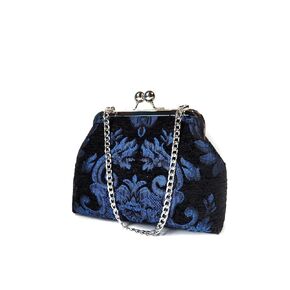 Luxury Blue Baroque Kisslock Clutch Purse, Chenille Evening Bag, Cute Gothic Novelty Purse, Gift for Women