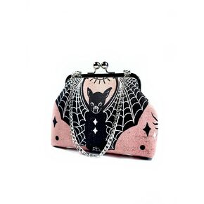 Gothic Pink Bat Clutch Bag, Retro Kisslock Purse, Goth Vintage Style Evening Bag, Novelty Purse, Gift for Women