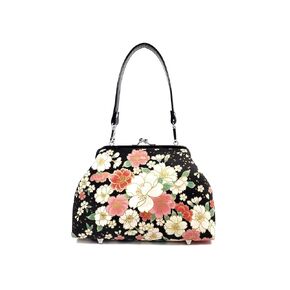 Japanese Pink Floral Kisslock Purse, Cherry Blossom Shoulder Bag, Crossbody Bag, Cute Novelty Purse, Gift for Women (Adjustable Crossbody)