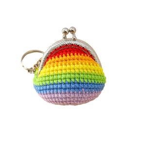 Crochet Cartoon Style Coin Purse Key Ring, Pendant Gift for Children (rainbow)