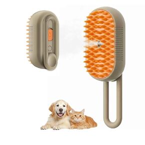 4-in-1 Cat Brushes for Indoor Cats,Rechargeable Cat Steam Brush,Anti-Static Cat Brush with Steam,Massage,Cleaning,Shedding & Combing All In One