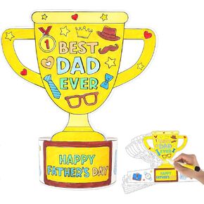 Sereliy 24 Set Father's Day Crafts DIY Card Color Your Trophies Craft for Father's Day Gifts Craft Birthday Gift Classroom Activities（Trophies 24）