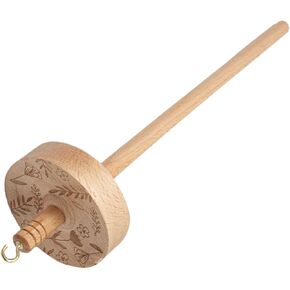 Drop Spindle Top Whorl Yarn Spinner Practical Retro Style Wheel Yarn Tools 32.5cm Wood Hand Vcarved for Woven Knitted Felting Beginners DIY