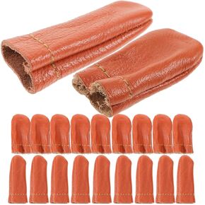 SEWACC 20pcs Leather Thimbles for Hand Sewing Quilting Leather Finger Protectors Needle Knitting Finger Thimble Guards DIY Sewing Tools (Random Color)