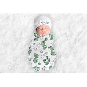 Boy Cactus Neutral Nursery Baby Swaddle Blanket
