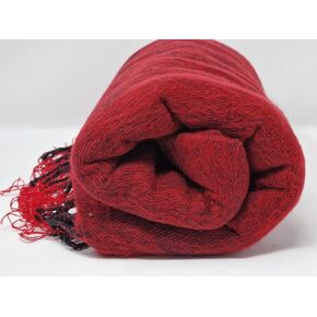 Handloomed Soft, Warm Yak Wool Throw Blanket or Wrap - Red