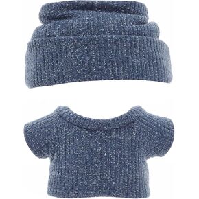Etistta 17cm Doll Clothes with Hat, Glitter Knit Cap Top Doll Clothes for 17cm Doll Accessories Outfits (6 Pack)
