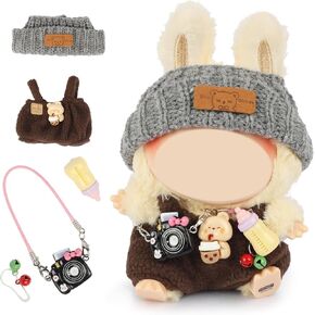 Doll Clothes for labubu, 17cm/15cm Dolls Outfit Set , Luxury Chic Style High-End Fashion Suitable Doll Accessories (No Doll)(Purple)
