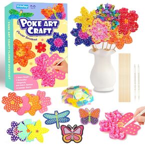 Yrinfay Poke Arts and Crafts kit for Kids, DIY 8 Animals Like Lion, Owl, Peafowl, Ladybug, Mess Free Sewing Art Toys for Girl 6-8 8-12, Gifts for Boys & Girls Ages 6 7 8 9 10 11 12 Years Old