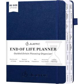 JUBTIC End of Life Planner, Estate Planning Organizer with Tabs, I’m Dead Now Book Planner for Final Wishes, Will & Document Organizer (7x10 Inches)-Navy Blue