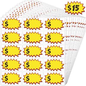 600 Pcs Garage Sale Stickers, (2"x3") Removable Adhesive Yard Sale Price tag Stickers with Space to Write Pricing, Rummage Sale Price Labels for Retail, Flea Market, Annual Community Sales