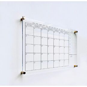 Clear Acrylic Wall Calendar 30x20" or 23x15" || Office 2025 Perpetual Family Monthly Dry Wet Erase Board Undated Floating Gift Her Mom