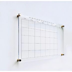 Clear Acrylic Wall Calendar 30x20" or 23x15" || Office 2025 Perpetual Family Monthly Dry Wet Erase Board Undated Floating Gift Her Mom