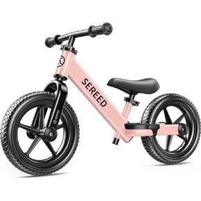 SEREED Toddler Balance Bike 2 Year Old, No Pedal Kids Bicycle Toys for 2-5 Years Old, Tool-Free Adjustment, Customize Plate with Stickers, Gift for 2-3 Boys Girls (White)