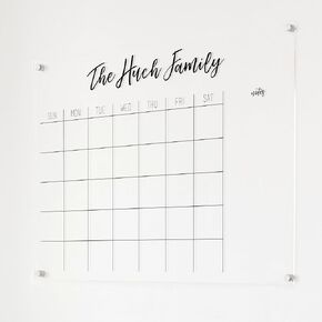 Personalized Acrylic Calendar for Wall, Family Calendar, Horizontal Wall Calendar, Housewarming Gift (Brushed Cursive, Black, 38"W x 26"H (most popular))