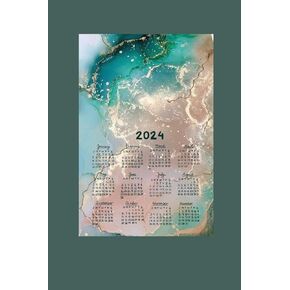 Abstract 2025 Calendar Towel, Linen calendar, Alcohol Ink art calendar (Green gold)