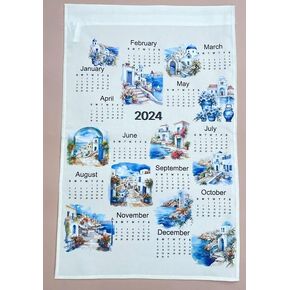 Travel themed 2025 Calendar Towel, Linen calendar, Wall calendar for him (Beach houses)