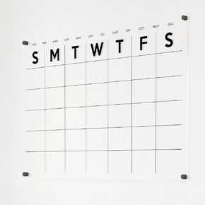 2025 Clear Calendar for Wall, Calendar Whiteboard for Wall, Wall Calendar Dry Erase, Acrylic Calendar, Dry Erase Planning Board (Block, Black, 38"x26")