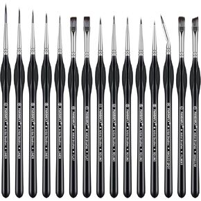 PANDAFLY Detail Paint Brushes Set, 15pcs Miniature Brushes for Fine Detailing & Art Painting - Acrylic, Oil, Watercolors & Paint by Number, Models, Face, Nail, Craft