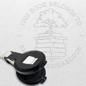 Custom Library Embosser Stamp - EMB083 - Includes 50 Gold Seals - Perfect for Customizing Books, Ex Libris, Personalized Journals and More.
