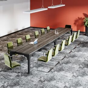 19FT Conference Table, Super Sturdy Large Rectangle Meeting Seminar Table for 16-22 Person, Long Business Tables (Grey, 6Pcs)