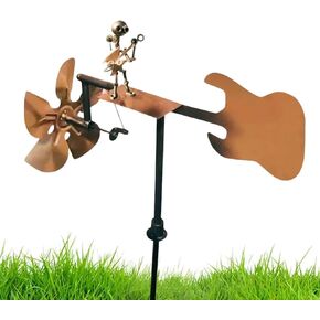 Garden Rock Band Windmill, Handmade Metal Rock Band Windmill, Percussionist Music Figurines and Statues, Wind Spinners for Yard Lawn Garden Patio Decor, Guitar Decor