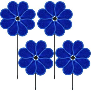 4 PCS 11.4" W x 28" H Reflective Pinwheels Sparkly Lawn Wind Spinners Colorful Rainbow Windmill for Garden Decoration Bird Devices Deterrent to Scare Birds Away（Multicolor）