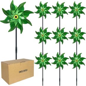 10 Pack Reflective Pinwheels for Yard and Garden Bird Devices Pre-Installed Sparkly Wind Spinner Deterrent to Scare Birds Away from Yard Patio Farm（Silver）