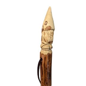 Walking Stick with Gnome Carving, Carved Hiking Stick by Creation Carvings Up to 60" Tall (48 inches)
