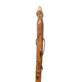 Hand Carved Walking Stick, Gandalf Carving with the quote, "Home is Now Behind You. The World is Ahead. -Gandalf" Customize size (60")