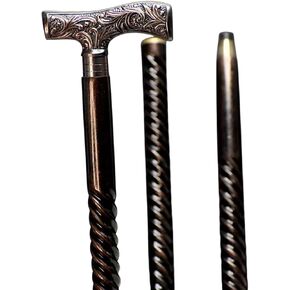 Premium Vintage Antique Solid Brass T shape Head Handle Handmade Carved walking stick, Beautiful Antique Finish With Adjustable Stick/Cane, Strong And Comfortable Walking cane for Men, Women & Elderly