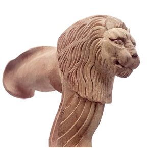 Wooden Hand Carved Lion Head Walking Cane With Natural Wood Grain - 36" Unique Design Premium Wood Craved With Ergonomic Palm Grip Handle Wood Carved Walking Cane Gift For Men Women